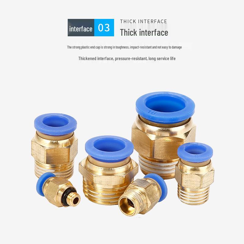 Copper Pneumatic Quick Connector for Air Pipes - External Thread Straight Fitting