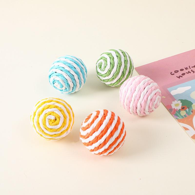 

Stimulating Cat Interactive Toy Feathered Jute Ball For Playful Felines StyleA