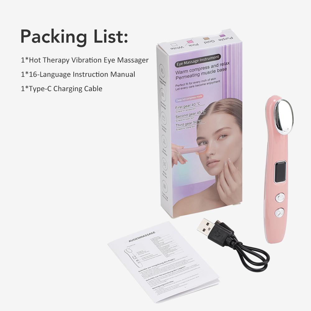 

Eye Massager Rechargeable Hot Compress Vibration Eye Massage Device for Dark Circles Eye Bags Fine Lines Eye Skin Care Tool розовый