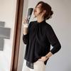 KAVON Elegant Solid Long Sleeve Chiffon Blouse