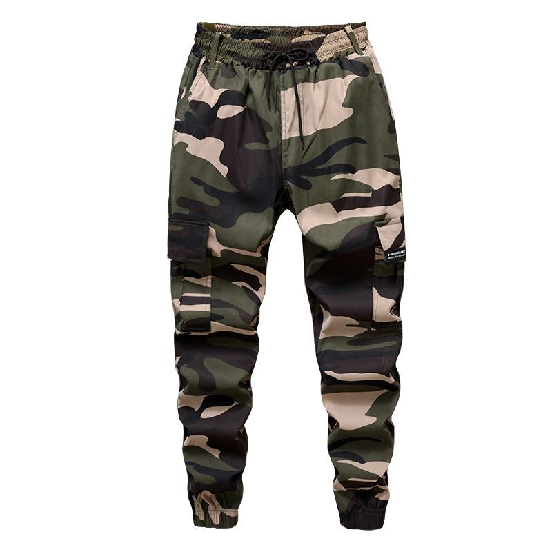 Men's Youth Fashion Camouflage Multi-Pocket Elastic Trousers