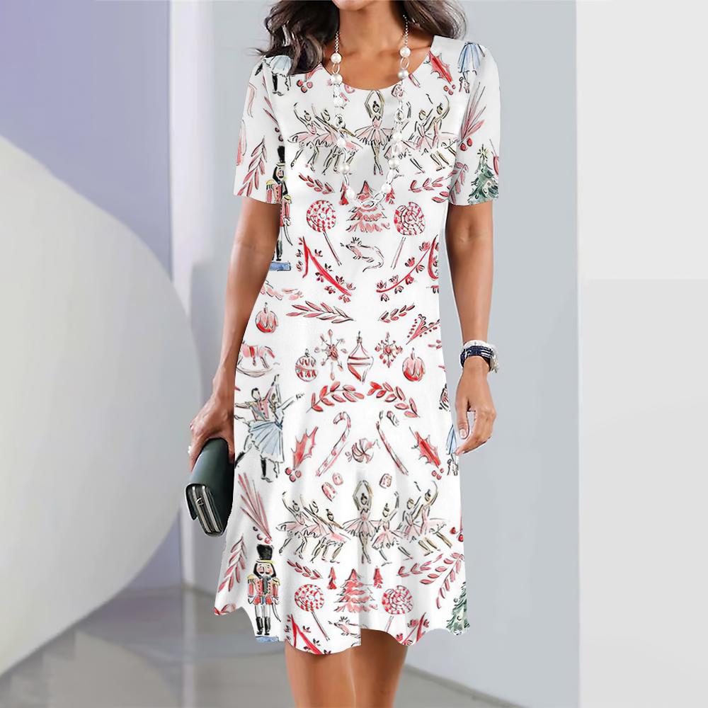 The New Ballet Graphic Print Dress Is an Elegant Fashion Dress for Women, Summer Medium-length Dress