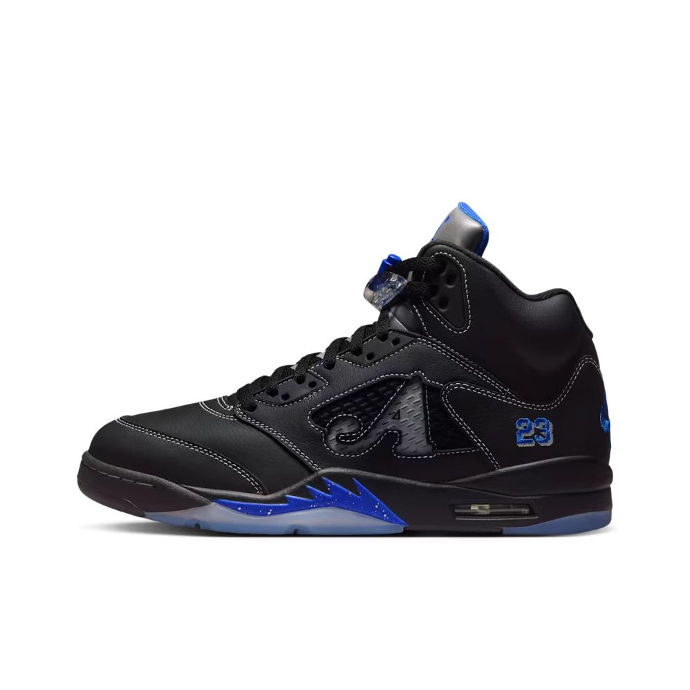 Awake NY X Air Jordan 5 Retro Boro - Racer Blue Unisex Sneakers Black Metallic-Silver White DV4982-004