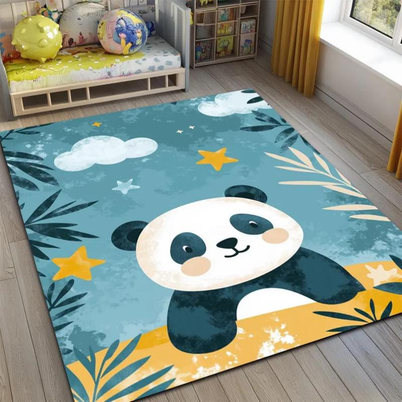 Super Soft Panda Rug for Living Room Cute Kids Game Mat Fluffy Carpet Home Decor Floor Mat Non Slip