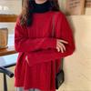 Twist knitted sweater pullover women's autumn and winter new round neck threaded lazy wind thick primer sweater