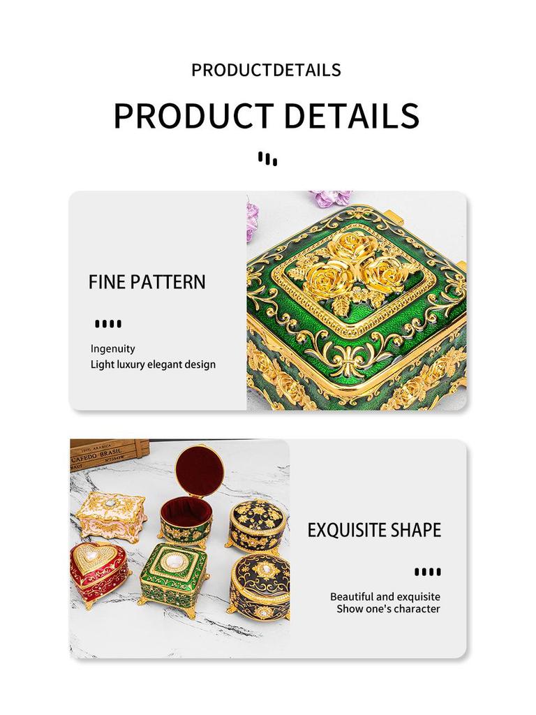 European Retro Enamel Jewelry Box: Exquisite Metal Storage for Necklaces and Princess Jewelry