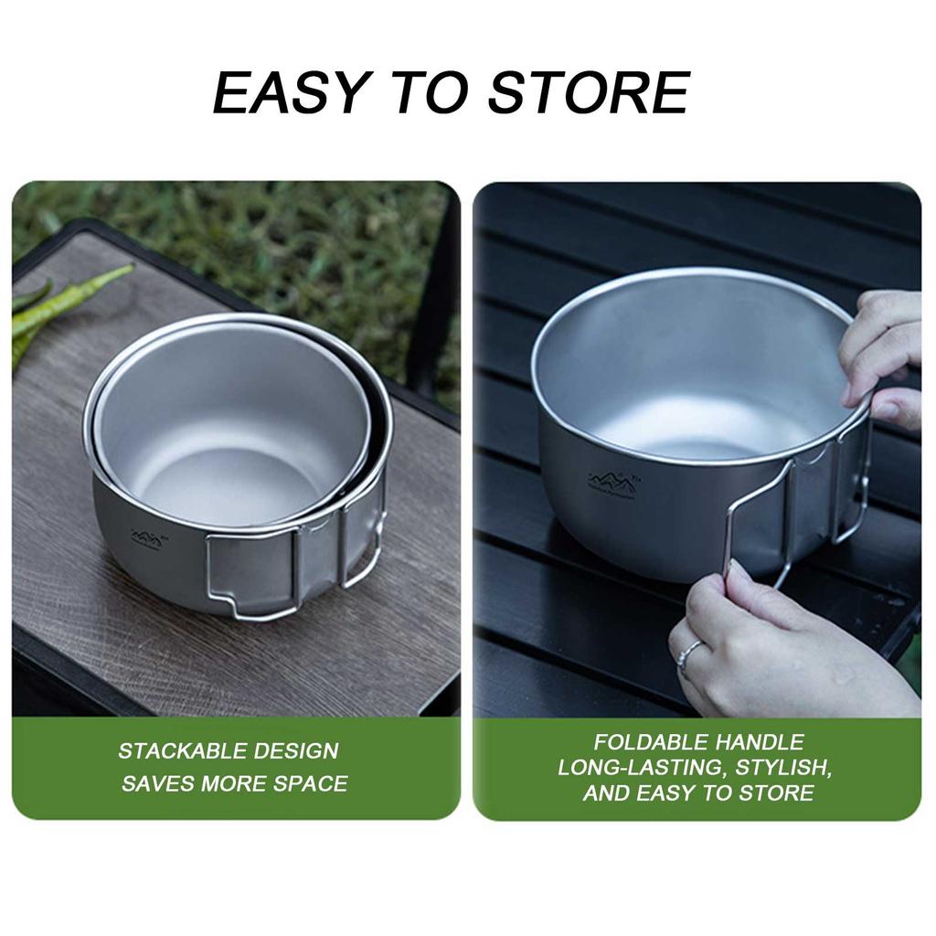 Titanium Camping Pot Multi-Functional Foldable Camping Soup Pot Reusable Lightweight Food Container Outdoor Accessories