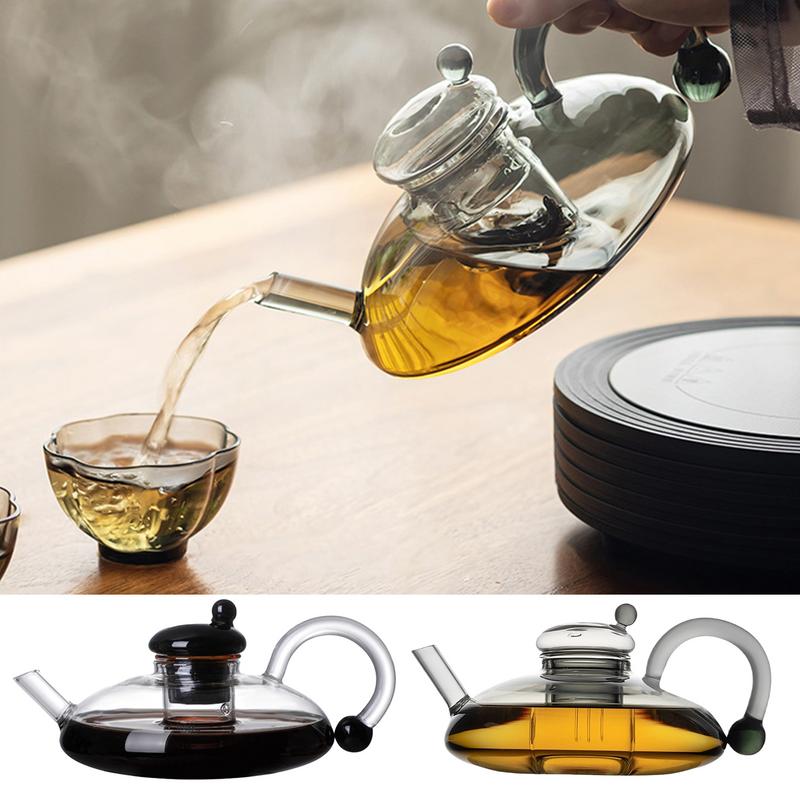 Glass Tea Kettle 600ml/20oz Heat Resistant Glass Coffee Kettle Multifunctional Loose Leaves Tea Maker Practical Beverage Kettle