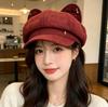 Cute cartoon ears octagonal hat children autumn fashion show face little painter hat sweet versatile newsboy hat