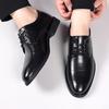 Mens Premium Leather Dress Shoes British Style Formal Oxfords Wedding Groom Breathable Business Derby Shoes Non-Slip Sole Autumn