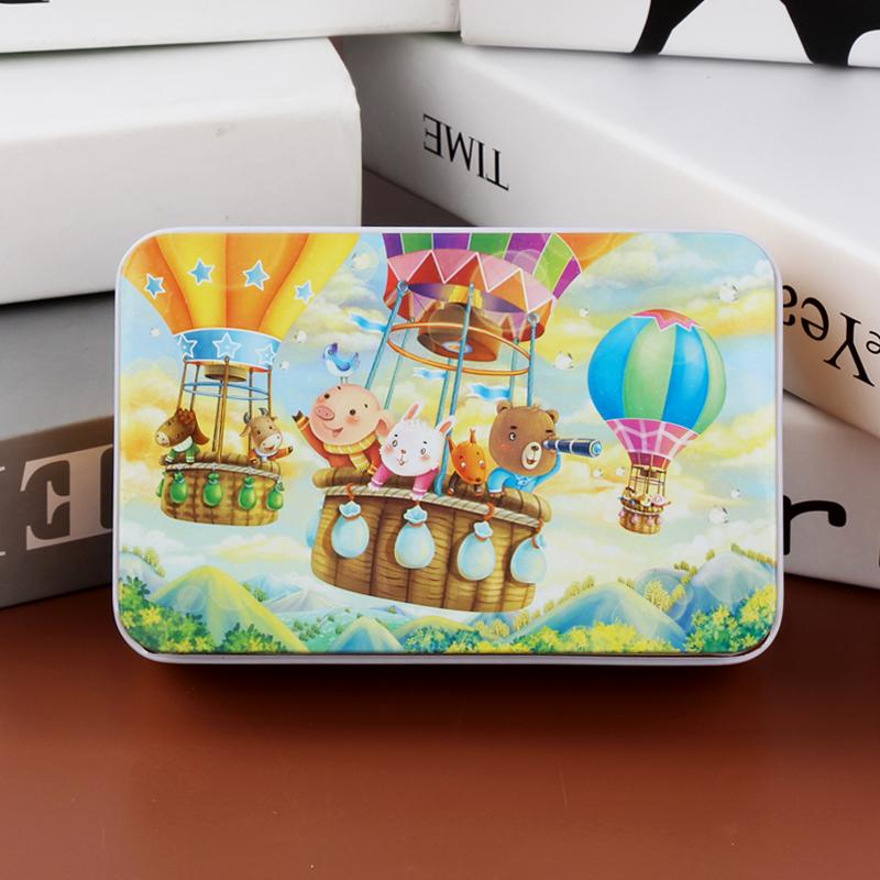 60pcs Jigsaw Cartoon Puzzle With Metal Box, Children's Early Education Animal Vehicle Puzzle, Parent-Child Interaction Game