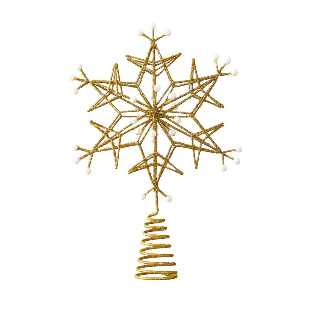 Christmas Tree Topper Star with 3D Snowflake Cutout Design, Holiday Christmas Ornament for Home Decor