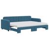 VidaXL Daybed with Trundle Bed and Mattress Blue 80x200 Cm Velvet 3196945