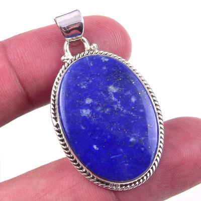 Natural Lapis Lazuli Gemstone 925 Solid Sterling Silver Gift Pendant 1.50" M4p21