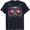 Cool Cat Graphic On Black Tshirt Stylish Feline Design With Sunglasses