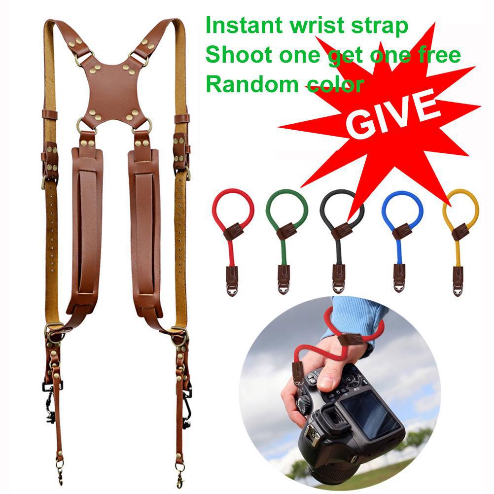 2Pcs Camera Double Shoulder Strap Wristband Set Quick Release Adjustable Dual Camera Strap for DSLR SLR DV Camera