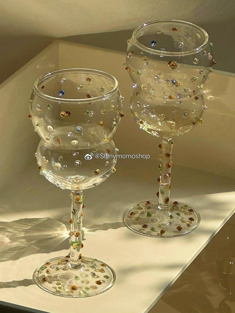 Verre à Pied Gemme Pierre Colorée Verre Borosilicaté Verre Résistant à la Chaleur Verre à Cocktail Champagne
