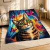 Pop Tabby Cat Butterflies Coral Fleece Blanket
