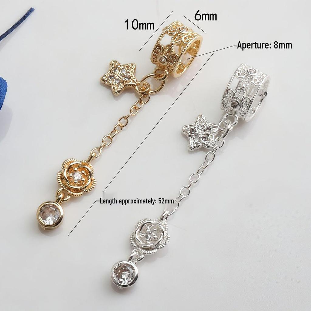 14K Gold-Filled Zircon Heart Dragonfly Bow Tassel Spacer Beads DIY Bracelet Necklace Teardrop Pendant