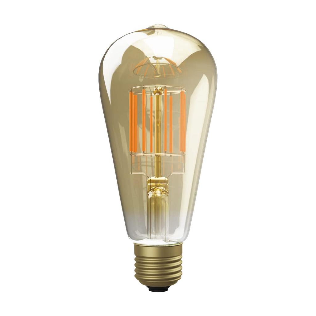 Beatsonic OnlyOne LED Bulb Siphon (Edison Bulb Type) 35W Equivalent, Warm White (2200K), E26, 6.0W, 450lm, Clear Glass (Gold Painted) LDF30D