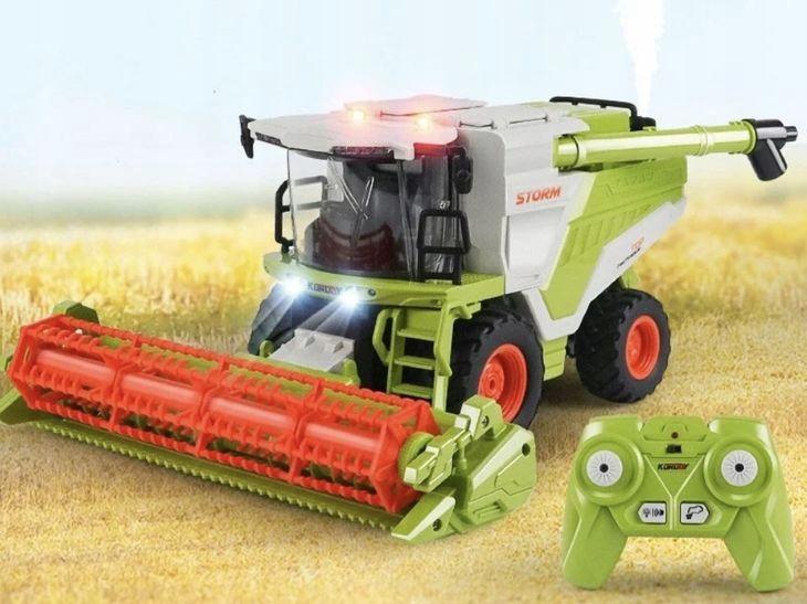 2-In-1 Remote Controlled Combine Harvester With Smoke Generator Grain Bin Toy