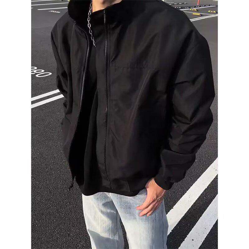 Cleanfit Men's Autumn Stand-Up Collar Windbreaker: Hard-Wearing American Trendy Short Work Jacket