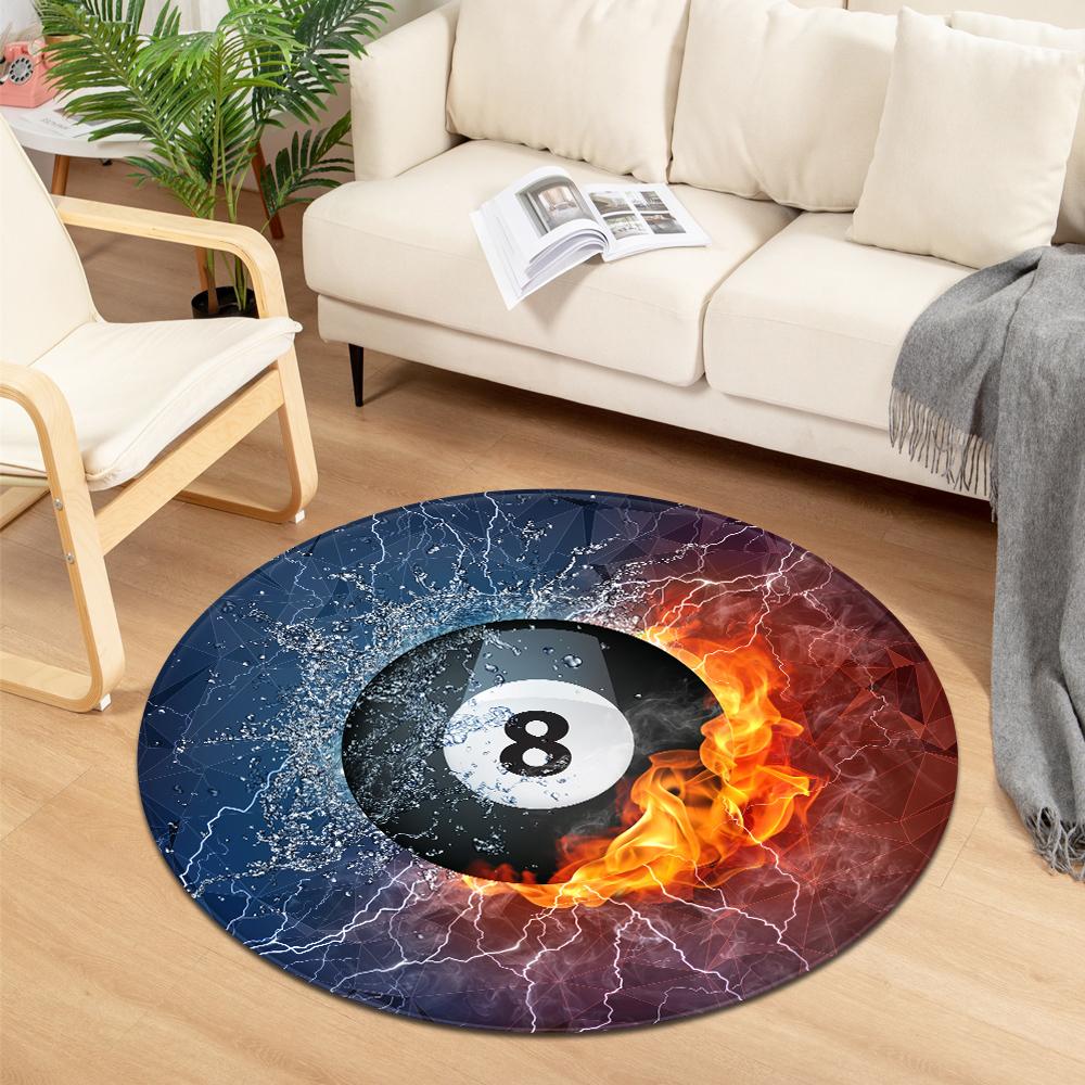 Moderner kreisförmiger Teppich mit Fußball-Druckmuster für Zuhause, Wohnzimmer, Badezimmer, Schlafzimmer, Bodendekoration, rutschfester Teppich