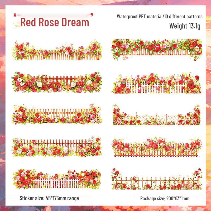 ZABC Floral PET Sticker Pack: 10 Sheets, 6 Designs - Flower Series