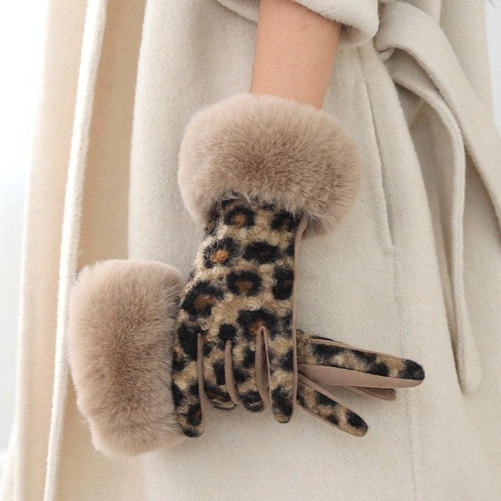 Touch Screen Women's Gloves Keep Warm Winter Gloves Fashion Leopard Print Gloves Winter