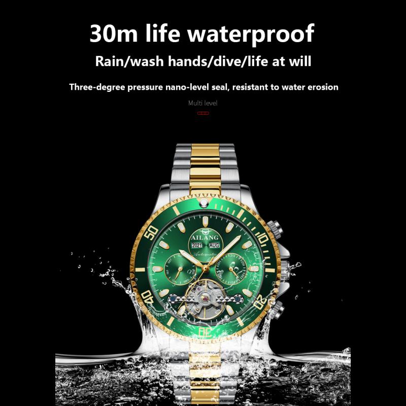 Nové hodinky AILANG Vodotěsné Multifunkční automatické mechanické hodinky Pánské hodinky Water Ghost