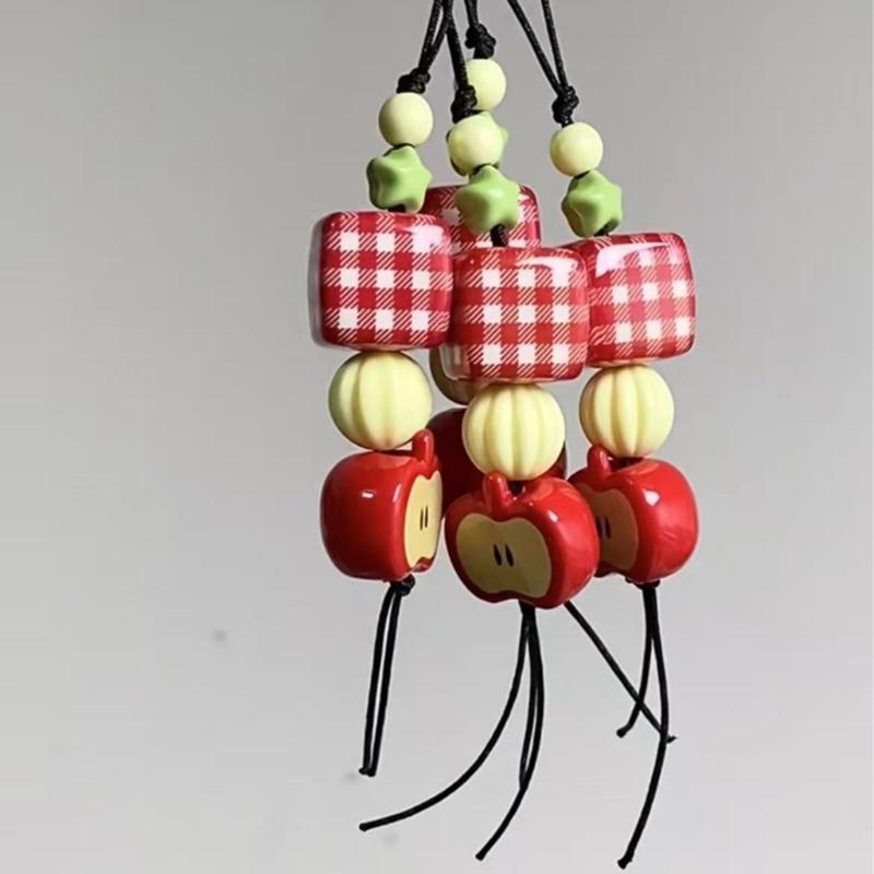 Fashionable Apples Key Charm 3D Fruit Shape Keyring Fashionable Key Holder Women Bag Ornament Stylish Handbag Decoration