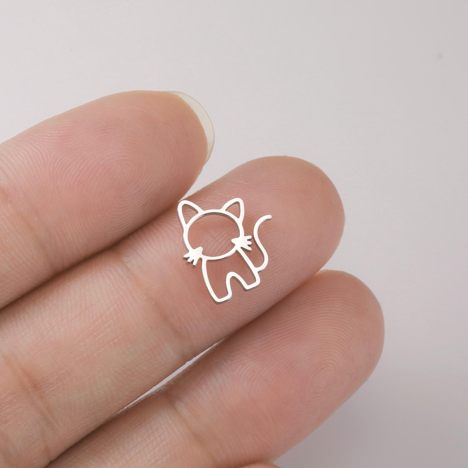 

Teamer 5pcs/lot Cute Stainless Steel Charms Jewelry Making for Bracelet DIY Cat Pineapple Plant Swallow Pendant Wholesale