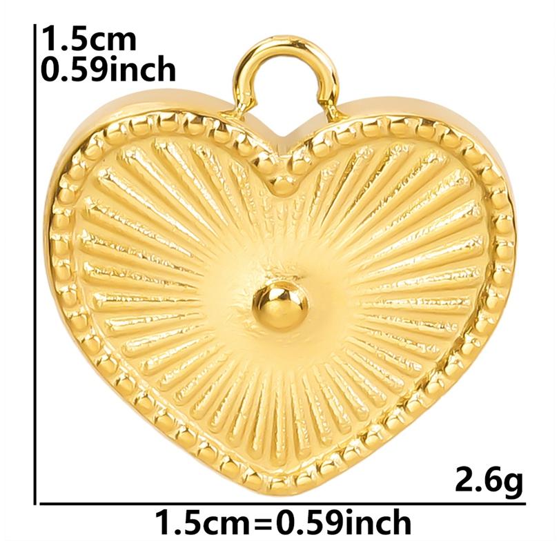 6pcs/Lot Different Heart Pendants For Jewelry Making Supplies 18k Real Gold Plated Stainless Steel Charms Bulk Sun Flower Charm