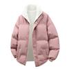 Unisex Winter Cotton Padded Jacket Warm Thick Fleece-Lined Stand Collar Casual Outerwear Teens Adults