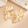 SHIXIN New Elegant Alloy Leaf Flower Stud Earrings for Women Unique Irregular Gold Color Big Earrings Vintage Jewelry Gifts
