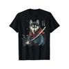 Siberian Husky Samurai Dog Anime T-Shirt - 100% Cotton Casual Tee with Geometric Print - Ideal Gift for All Seasons