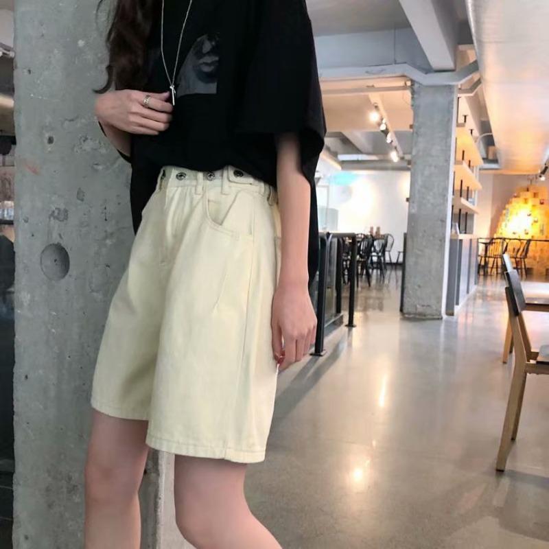 

Пятиточечные джинсы женские летние тонкие свободные широкие брюки средней длины большого размера для худых высокая талия прямые шорты 2XL