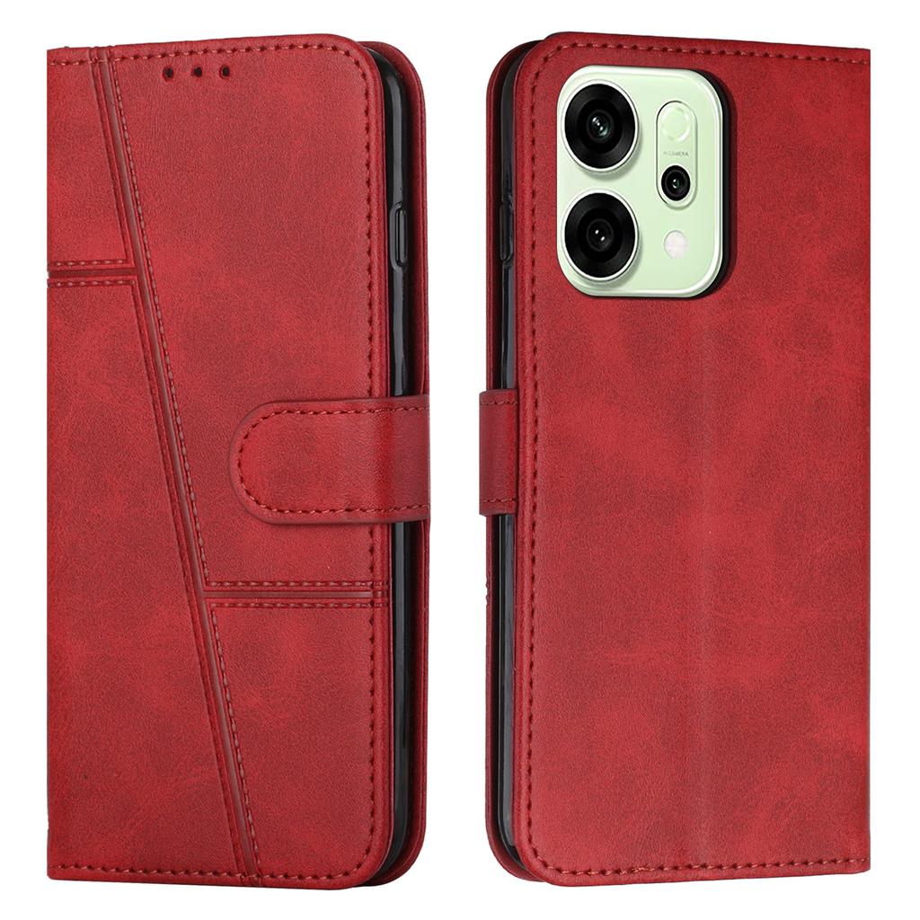 For Oppo Reno14 5G (Global)/Reno14 F 5G Leather Phone Case Foldable Stand Wallet Flip Cover with Strap