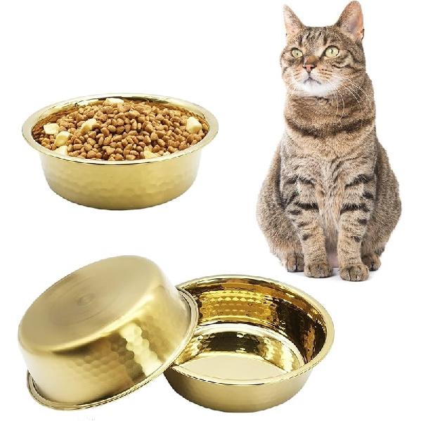 kathson 3pcs Premium Stainless Steel Dog Bowls, Hammered Thickened Metal Dog Bowl Feeding or Water Bowls for Small/Meidum/Large Sized Dogs&Cats 5.5in Dia.