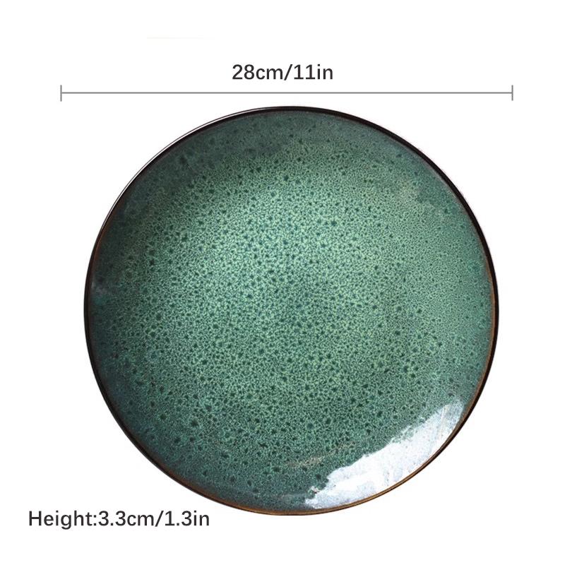 Ceramiczna miska na ryż, sałatkę, zupę w stylu skandynawskim, glazurowana piecowo, okrągłe naczynie, talerz obiadowy, zastawa stołowa, ceramiczny talerz restauracyjny