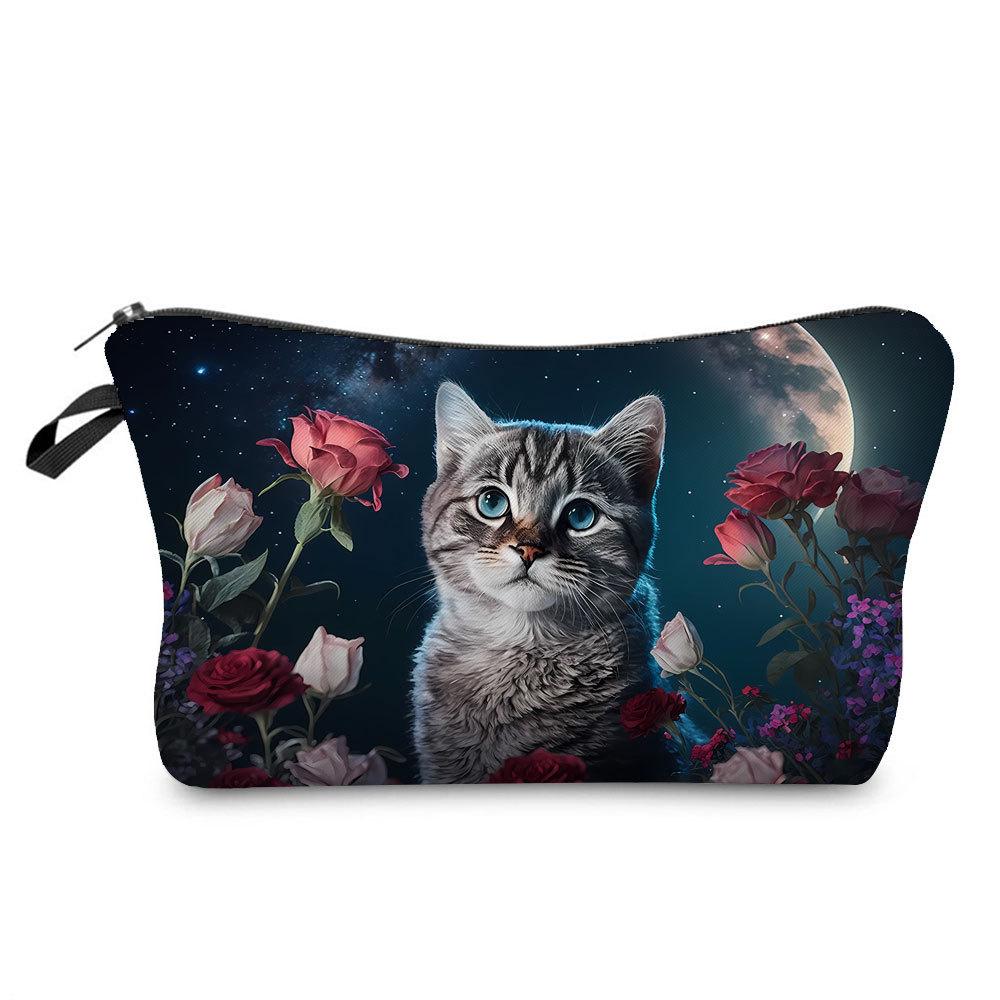 Women Cat Print Cosmetic Bag Toiletries Organize Travel Storage Case 6772