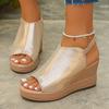Fashion New Women Casual Wedge Sandals Comfy Open Toe Glitter Color Women Shoes Summer High-heeled Platform Sandals Sandalias De Mujer