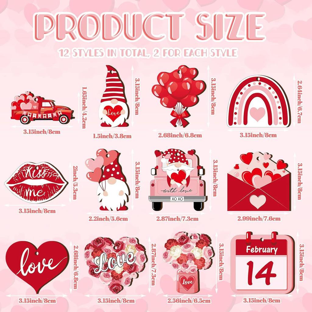 Valentine's Day Wooden Jewelry Valentine's Day Ornament Love Balloon Pendant Couple Party Pink Dwarf Jewelry