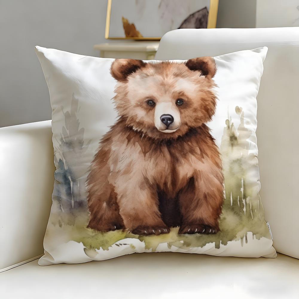 

classic art theme Honey Bear Painting Cushion Cover Soft EasyWash Pillow Case Versatile for Couch Bed Travel and Office 30X30cm