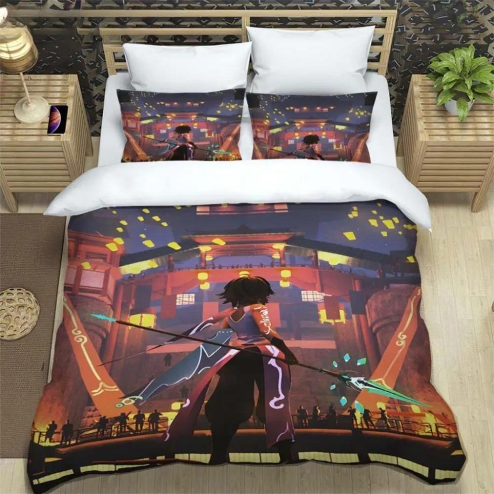 Exquisite 3D Cartoon Genshin Impact Wallpaper Anime Digital Printing Bedding Set Duvet Cover Comforter Bed Kids Girl Boys Gift