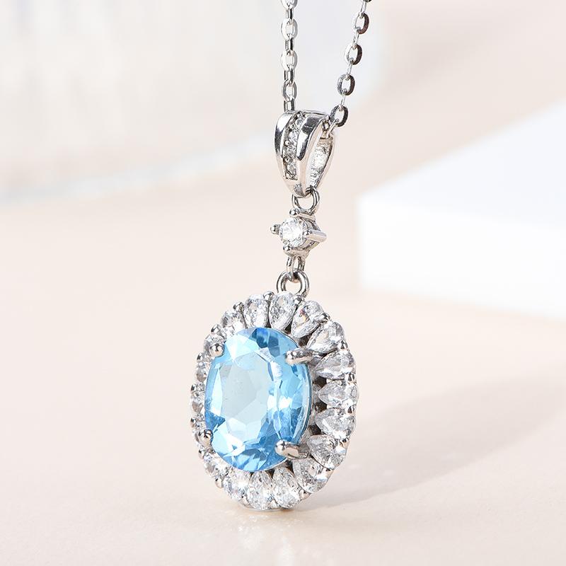 Healing Stones Natural Crystal Beautiful Polished Blue Topaz Garnet Peridot Pendant 925 Sterling Silver Jewelry Charms