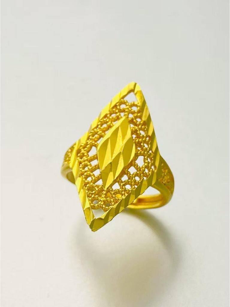 24K Gold Plated Adjustable Brass Ring - Personalized High-End Design