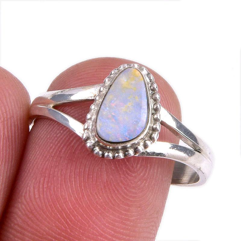 

Ювелирное кольцо из стерлингового серебра 925 пробы с натуральным австралийским опалом S.9 e5S31