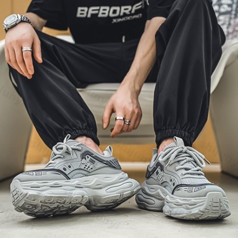 Fashion 2025 New Men Casual Shoes Spring Fashion Trend Thick Sole Sports Shoes Height Increasing Mesh Breathable Lace-up Chunky sneakers