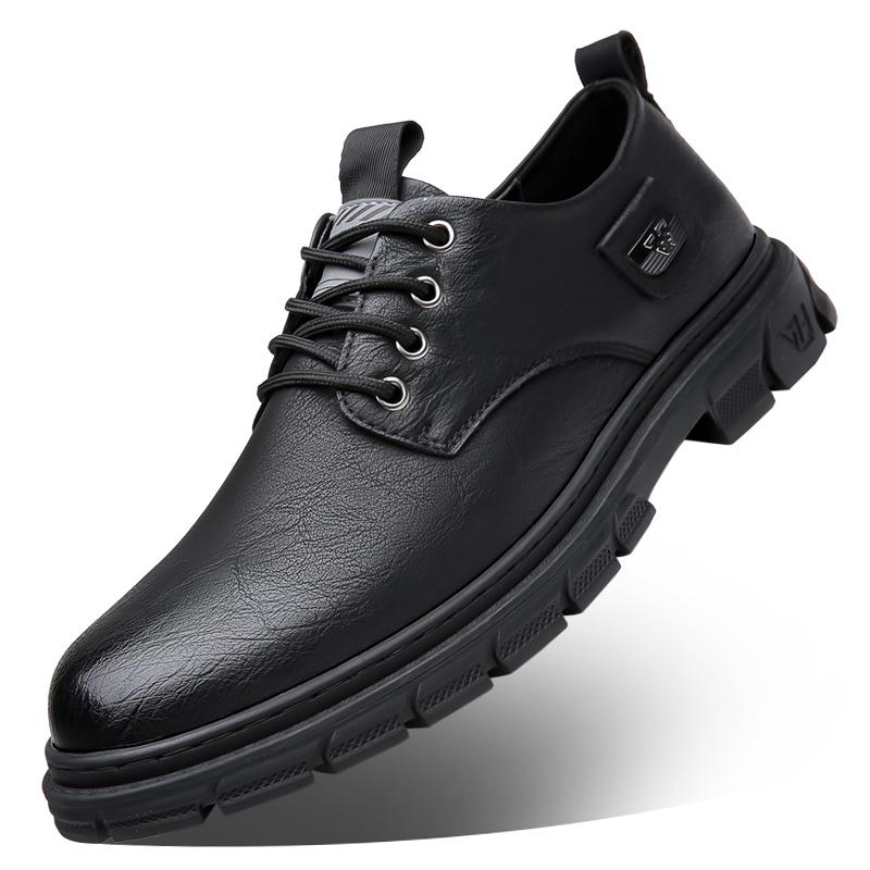 

Fashion Retro men s leather shoes Leisure British style design Office or business Autumn and winter leather shoes dress Adult Hot 38 чёрный